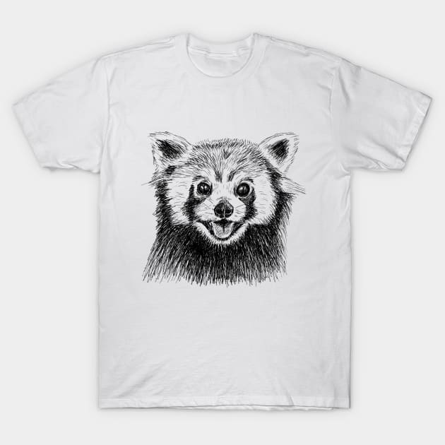 Red Panda Print T-Shirt by rachelsfinelines